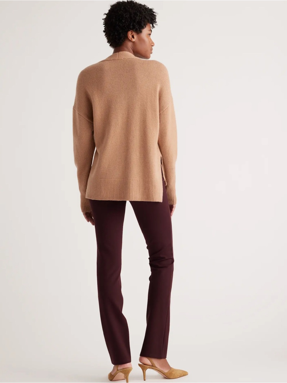 Quince Burgundy Ultra-Stretch Ponte Straight Leg Pants Size Small - Picture 2 of 15